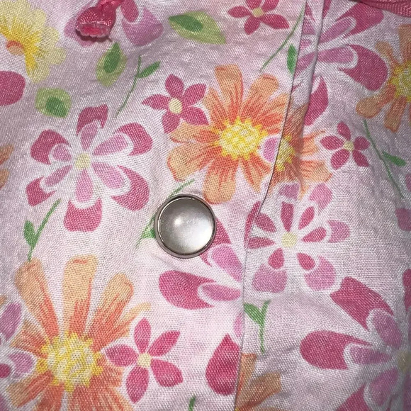 Bernette,L,enamel button snap front quilted neckline gathered pockets gown - Picture 6 of 8